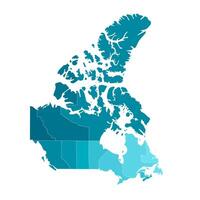 modern illustration. Simplified isolated administrative map of Canada in blue gradient colors. White background and outline. Borders of canadian provinces. vector