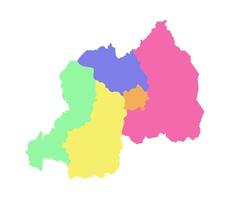 isolated illustration of simplified administrative map of Rwanda. Borders of the regions. Multi colored silhouettes vector
