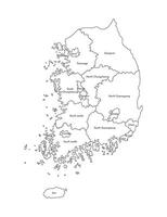 isolated illustration of simplified administrative map of South Korea, Republic of Korea. Borders of the provinces, regions. Black outline silhouettes vector