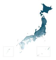 isolated illustration of simplified administrative map of Japan. Borders of the prefectures. Colorful blue khaki silhouettes. vector