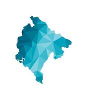 isolated illustration icon with simplified blue silhouette of Montenegro map. Polygonal geometric style, triangular shapes. White background. vector