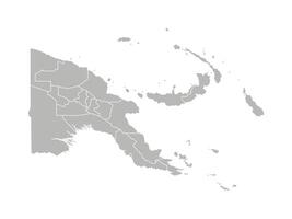 isolated illustration of simplified administrative map of Papua New Guinea. Borders of the provinces. Grey silhouettes. White outline. vector