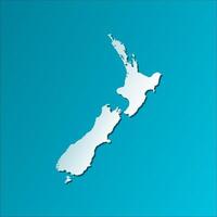 isolated simplified illustration icon with blue silhouette of New Zealand map. Dark blue background vector