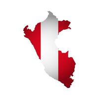 isolated illustration with Peruvian national flag with shape of Peru map simplified. Volume shadow on the map. White background vector