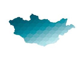 isolated illustration icon with simplified blue silhouette of Mongolia map. Polygonal geometric style. White background. vector
