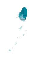 isolated illustration of simplified administrative map of Saint Vincent and the Grenadines. Borders and names of the parishes, regions. Colorful blue khaki silhouettes vector