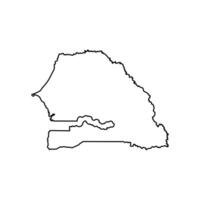 isolated simplified illustration icon with black line silhouette of Senegal map. White background vector