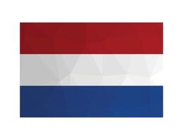 illustration. National Dutch, Netherlandish flag, tricolour of red, white, blue. Official symbol of Netherlands. Creative design in low poly style with triangular shapes. Gradient effect. vector