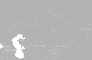 modern illustration. Simplified administrative map of Kazakhstan. Border with nearest states Russia, China and etc and names. White shape of sea. vector