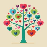 a tree with many hearts on it vector