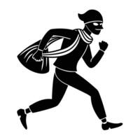 a black and white silhouette of a man with a bag vector