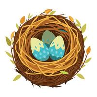 Easter eggs in nest illustration vector