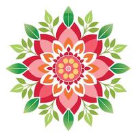 a flower design with leaves and red and green colors vector