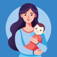 mother holding baby illustration vector