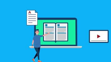 conectados Educação aplicativo, digital certificação cursos e treinamento, 2d animação grampo com personagens video