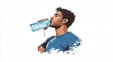Man Drinking Water, Hand-Drawn Style Animation on White Background video