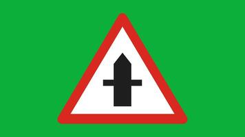 crossroad ahead road sign. It consists of a crossroad symbol contained within a red triangle video
