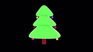3D Christmas Tree Rotating Animation On Alpha Channel video