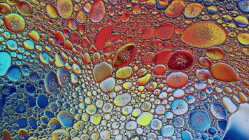 Shiny and Colorful Oil Bubbles on Water Surface video