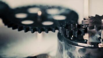Smoke Spread on Mechanical Turning Steel Gears video