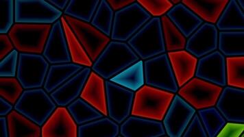 Realistic abstract looping animation of the moving fancy textured shining colorful polygonal mosaic pattern. light cubes. video