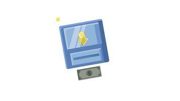 cashing money at ATM, withdraw icon animation isolated alpha channel video