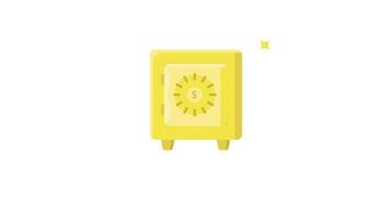 money safe box icon animation isolated alpha channel , flat line icon of box saving money looped motion graphic video