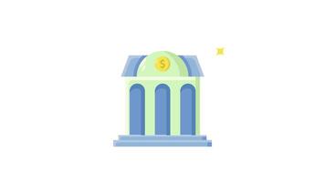 vintage building bank icon animation isolated alpha channel video