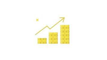 flat icon gold coins bar chart business graph icon animation isolated alpha channel video