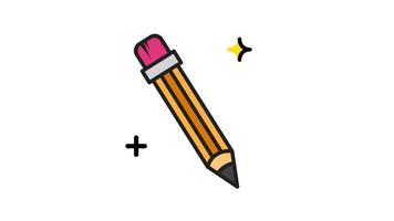 Animated pencil icon . Seamless looping with alpha channel on transparent background video