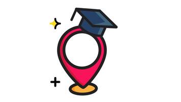 Animated school map with toga icon . Seamless looping with alpha channel on transparent background video
