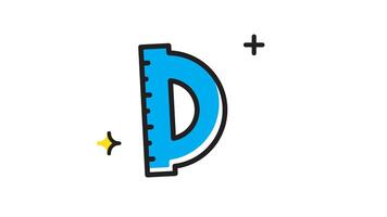 Animated protractor with ruler icon . Seamless looping with alpha channel on transparent background video