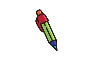 Animated pen icon . Seamless looping with alpha channel on transparent background video