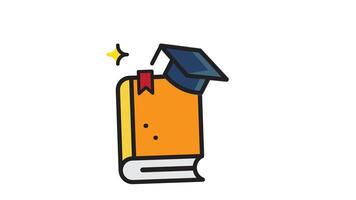 Animated graduation book with toga icon . Seamless looping with alpha channel on transparent background video