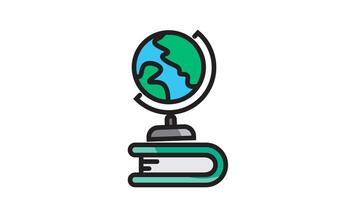 Animated globe education with book icon . Seamless looping with alpha channel on transparent background video