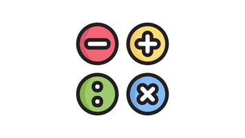 Animated math with multiplication, division, subtraction and addition video