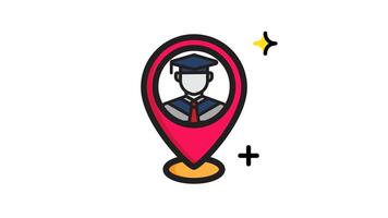 Animated university map with student icon . Seamless looping with alpha channel on transparent background video
