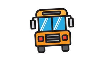 Animated school bus icon . Seamless looping with alpha channel on transparent background video