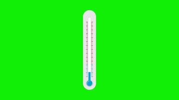2d termômetro subir temperatura graus animação 4k verde tela video
