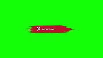 Modern social media lower thirds animation space available for username tex on green screen video