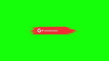 Modern social media lower thirds animation space available for username tex on green screen video