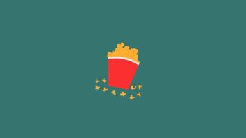 Animated popcorn illustration flat design video