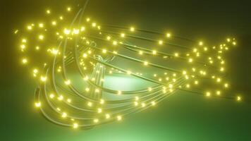 Digital data transmission via fiber optic cable. Bundles of abstract optical fiber lines. Seamles loop, 3d render. video