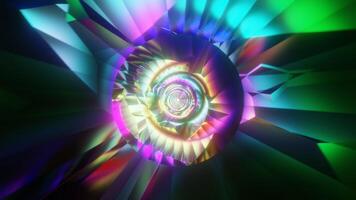 Abstract seamless neon multicolor psychedelic hypnotic VJ loop background. 3D graphics for music stage transition, shows, retro, hitech. video