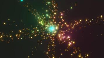 Abstract background with rotating multicolor metal cubes and lazer beams. Seamless loop, 3d render. video