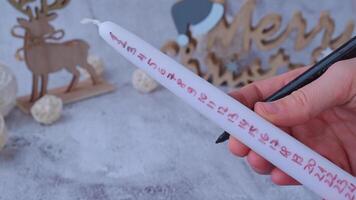 DIY process of making Christmas arrangement of advent candle calendar instruction Traditional twenty four advent days calendar before Christmas holidays. Candles and plastic free zero waste sustainable decoration. Winter cozy home time video