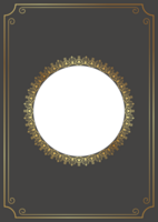 Golden frame. Circle empty area decorated with abstract pattern. For card cover photo frames png