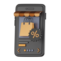 conectados compras super venda especial desconto em Móvel ícone 3d render png