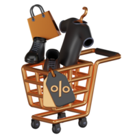 conectados compras super venda produtos dentro carrinho especial desconto ícone 3d render png