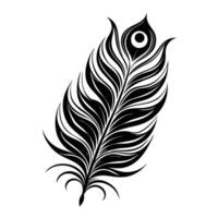 a black and white feather with a white background vector